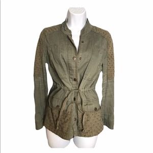 Jun & Ivy | Green Embroidered Jacket w/ Waist Tie •